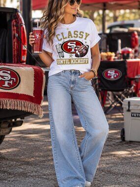 San Francisco 49ers Football Graphic T Shirt Trendy Boutique Style Tee Womens